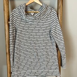 Mossimo Supply Co. Black & White Striped Cowl Neck Sweater